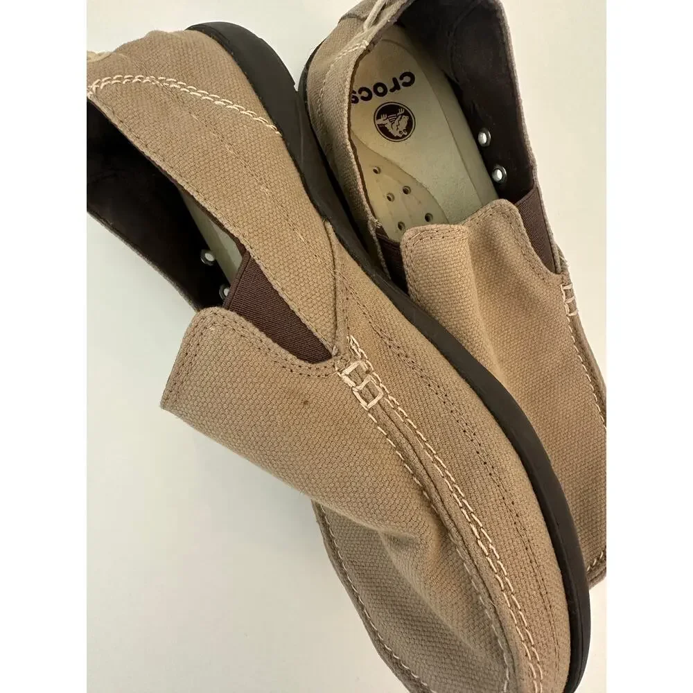 Crocs Men's Walu Canvas Slip-On Loafers Khaki - Size M9